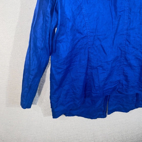 Chicos Travelers Cardigan Womens 3 Blue Long Sleeve Collared Neck Linen Casual - Picture 10 of 14